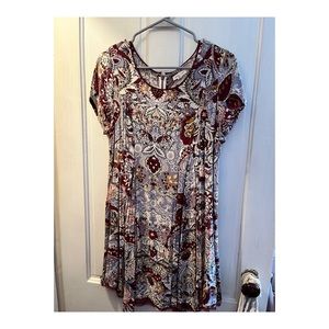 Pattered mini dress, flowy